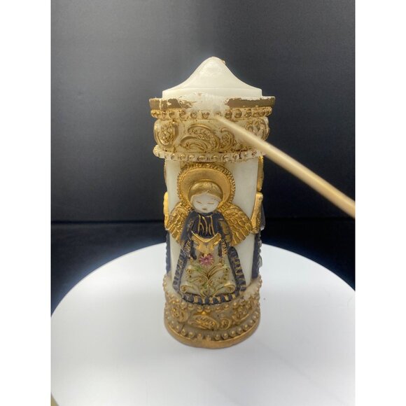 Vintage Crafted Emperor Art Creations Candle 1986 Gold Toned Angel 8" Tall - Picture 3 of 13